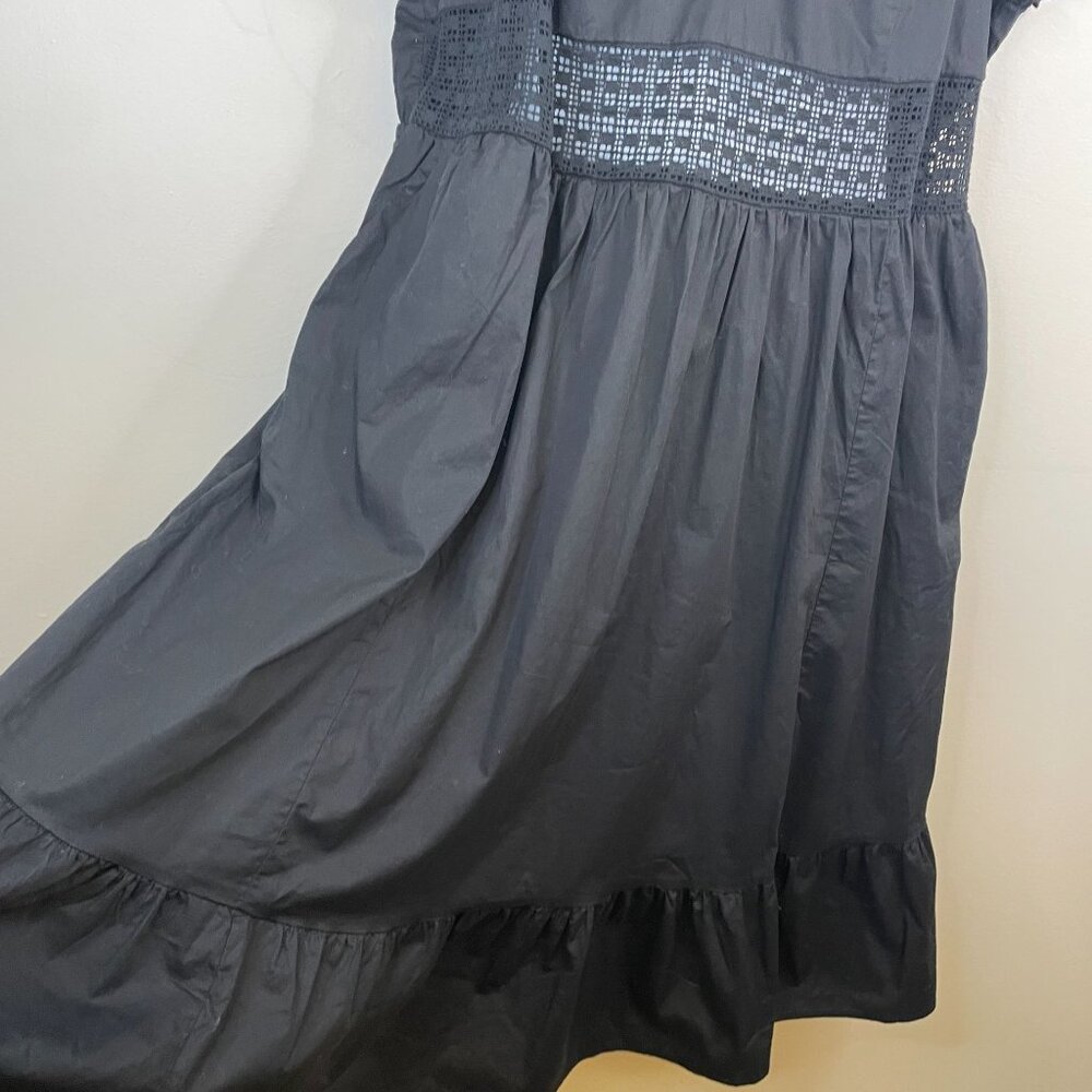 Torrid Womens Boho Midi Dress 3x Black Poplin Sheer Waist Back Tie Pockets NWT - Picture 9 of 16